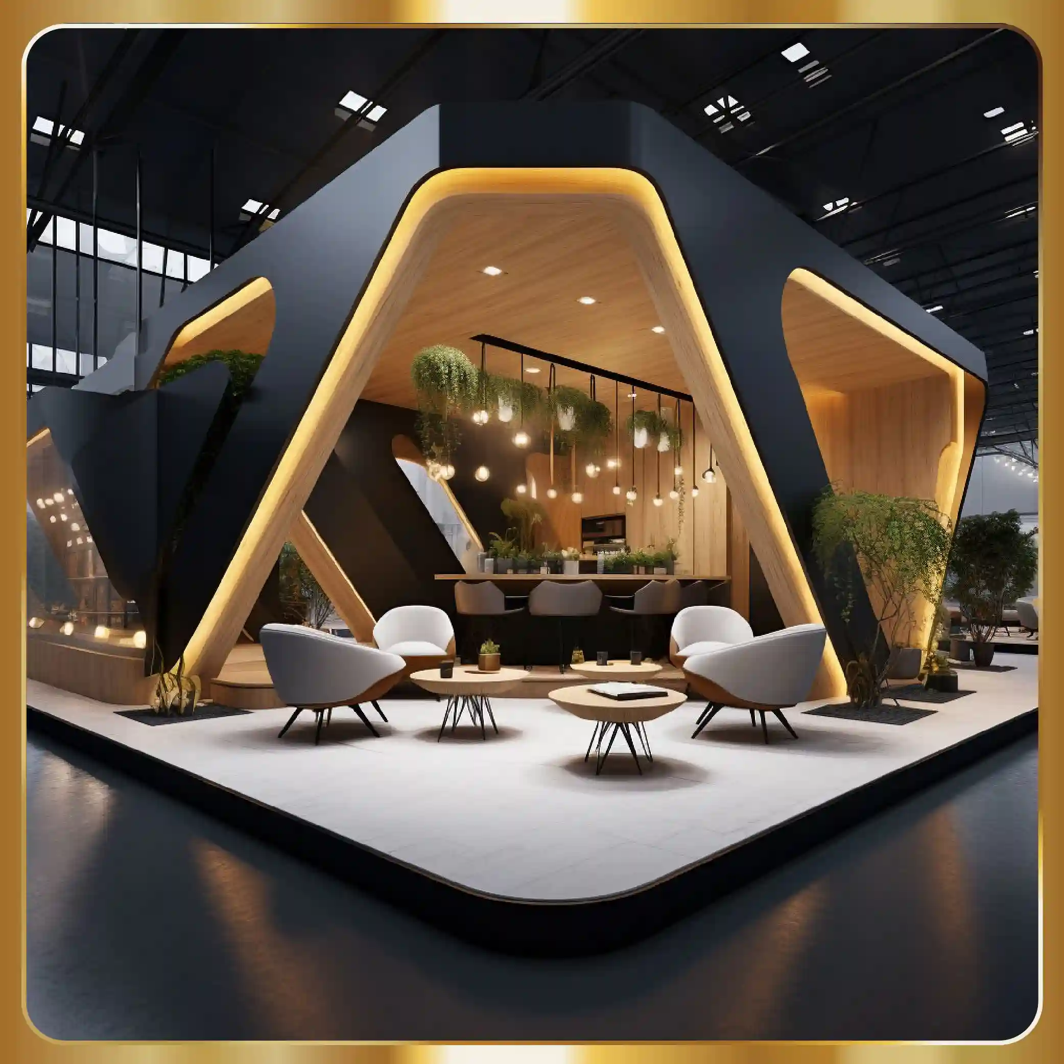 Chic jewelry Exhibition stand with luxurious white decor.  